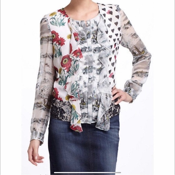 Anthropologie Tops - Anthropologie Leifnotes mixed media button up blouse